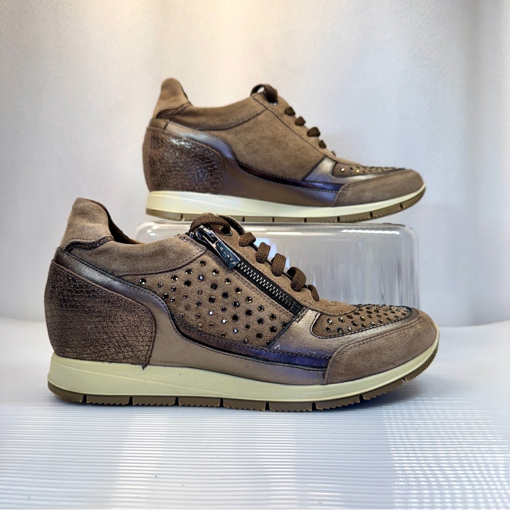 IGI&CO made in Italy - Wedge Comfort Sneaker - Size 38 - Leather, suede, zip up